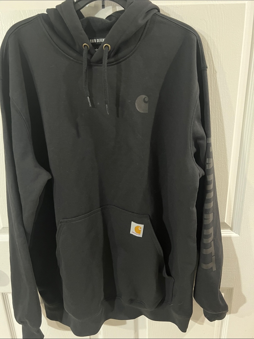 Carhartt Black Pullover Hoodie with Sleeve Branding